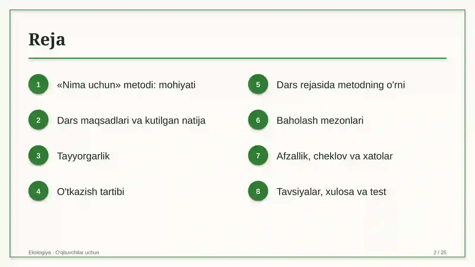 ekologiya darslarida nima uchun metodidan foydalanish 3796 2