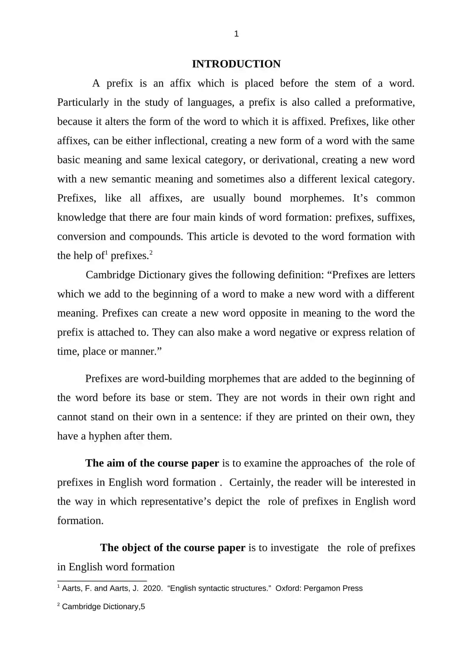the role of prefixes in English word formation 2