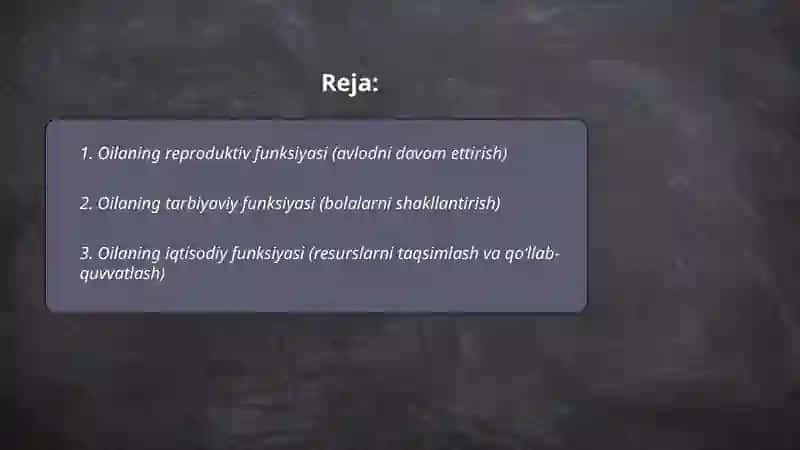 Oilava uning asosiy funksiyalari 2