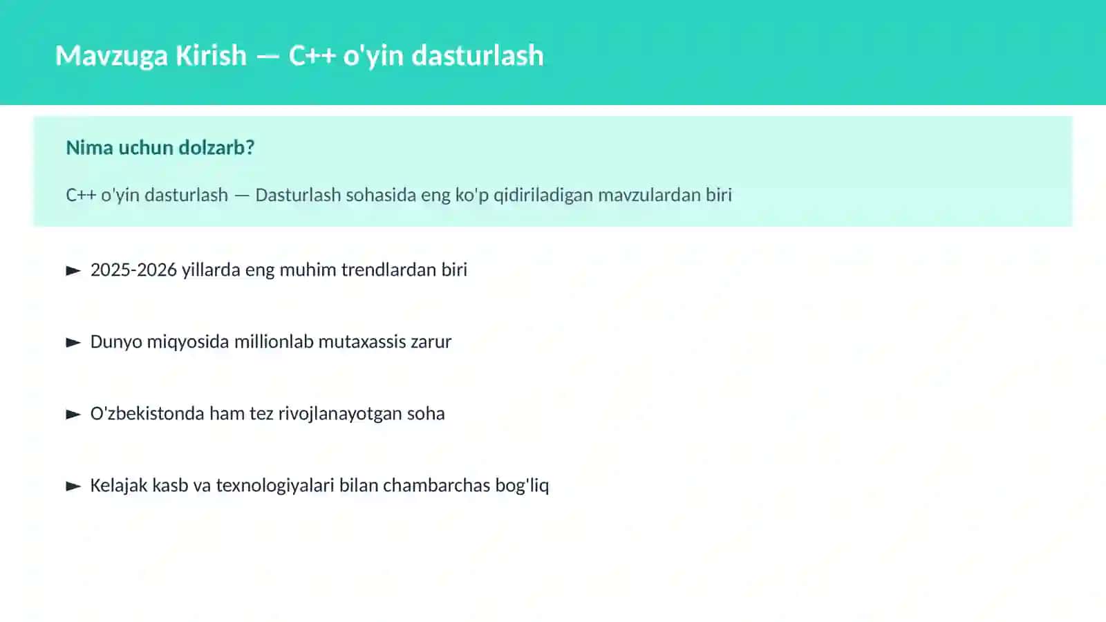 C++ o'yin dasturlash 2