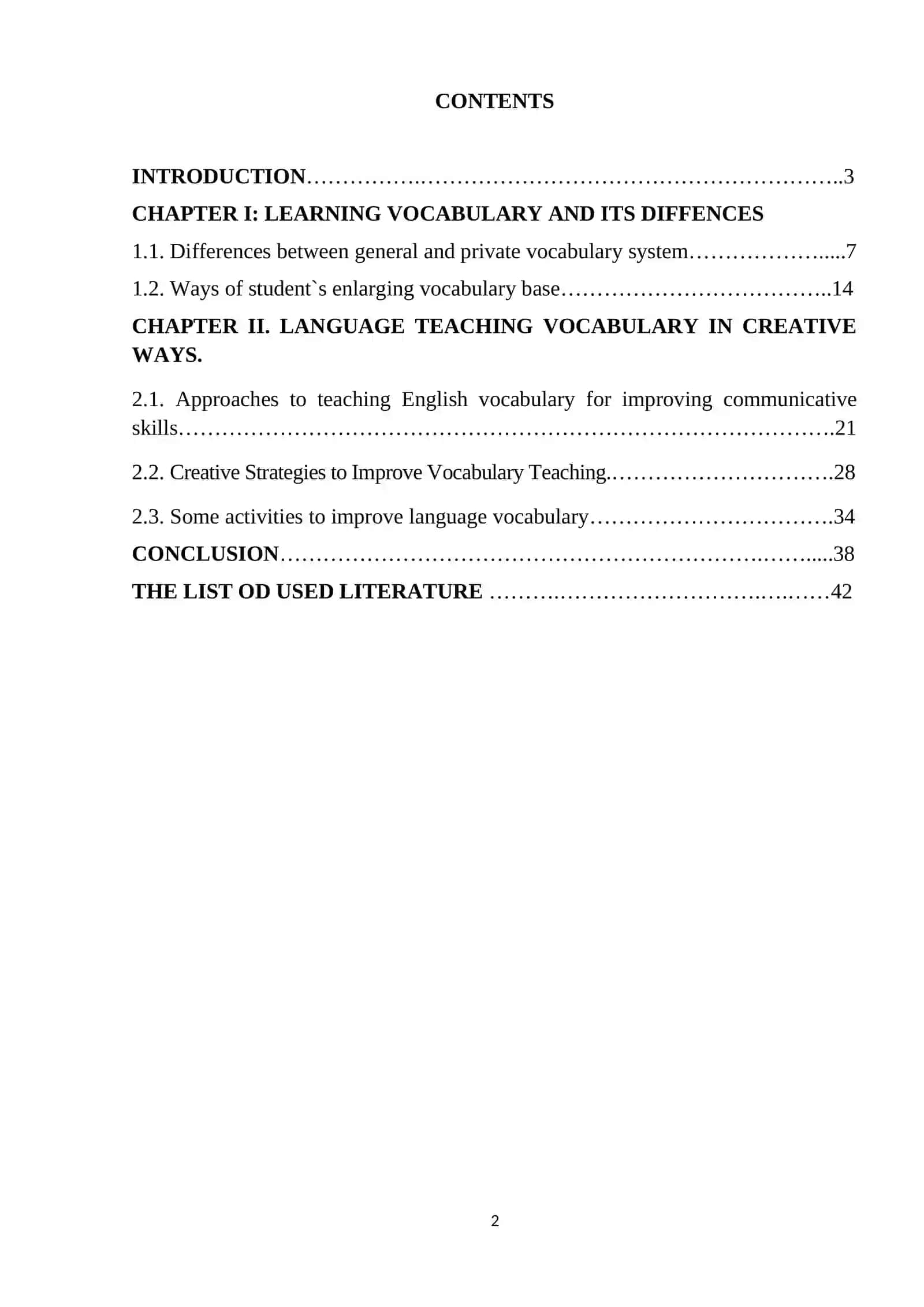English Faculty II Course Work 2