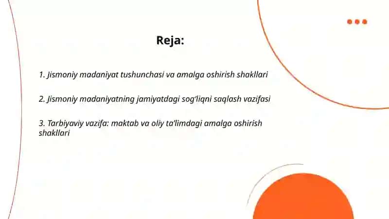 Jismoniy madaniyatning jamiyatdagi vazifalari va shakllari mavzusida (Taqdimot tayyorlang) 2