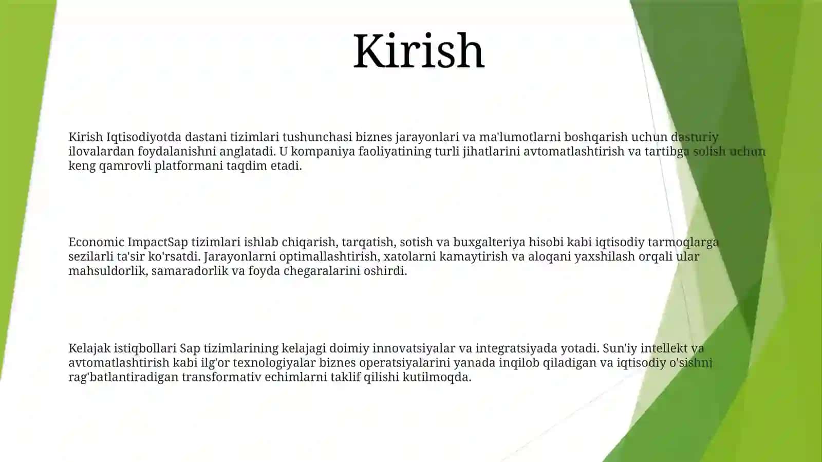 Iqtisodiyotda Sap Tizimining Rivojlanishi 2