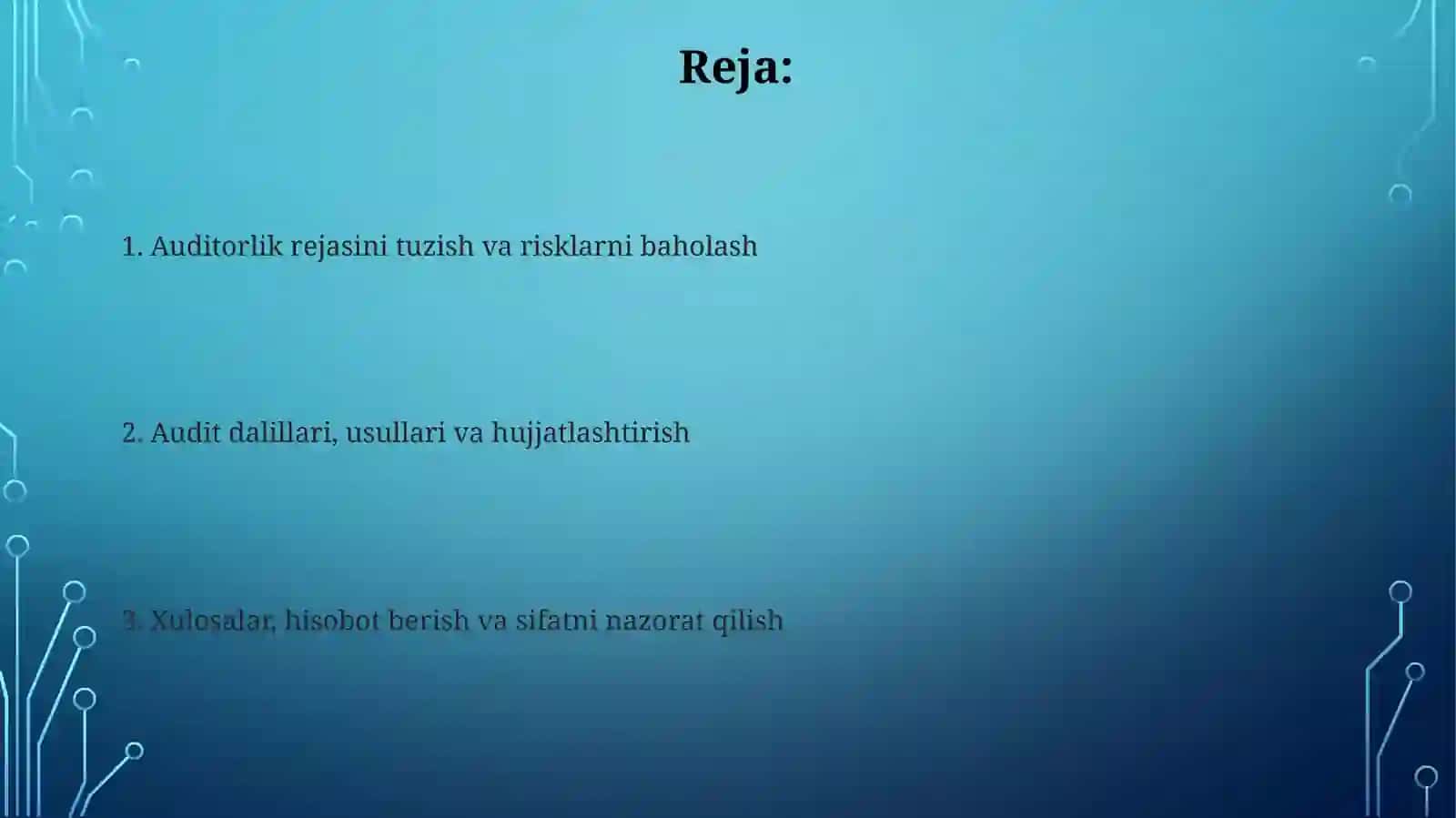 Auditorlik rejasini tuzish va risklarni baholash 2