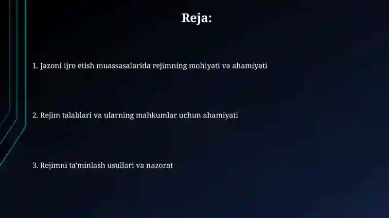 Rejimni ta'minlash usullari va nazorat 2