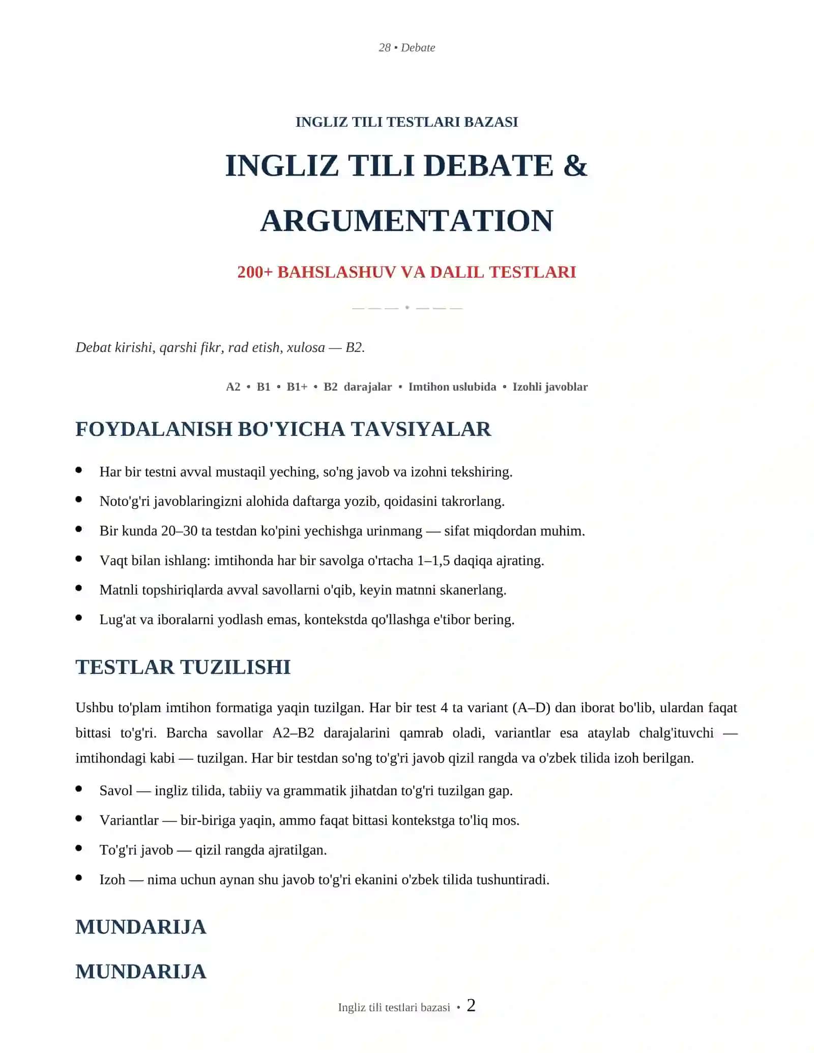 INGLIZ TILI DEBATE & ARGUMENTATION 2
