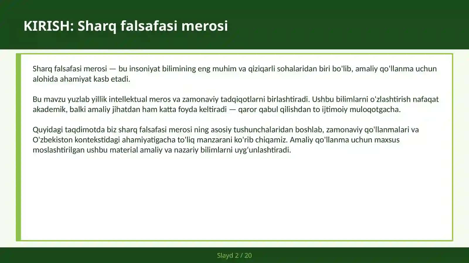 SHARQ FALSAFASI MEROSI 2