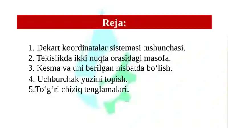 DEKART KOORDINATALAR SISTEMASI TUSHUNCHASI 2