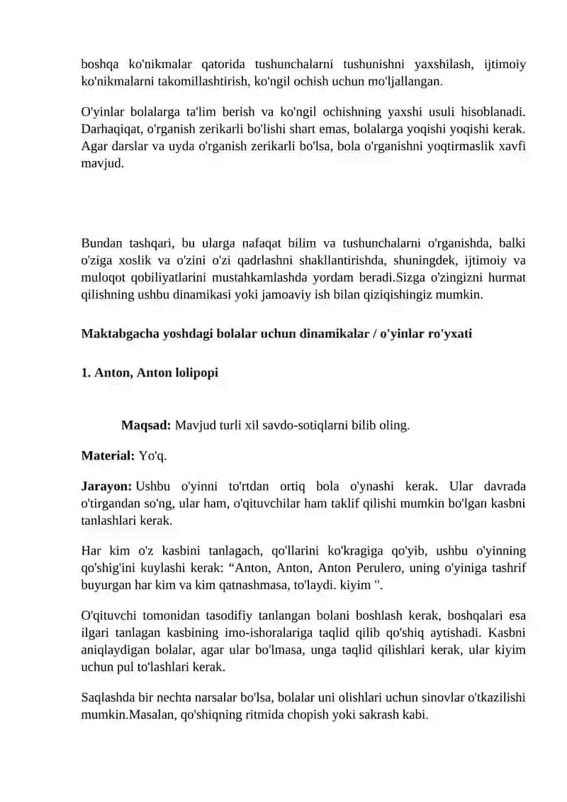 Maktabgacha yoshdagi bolalarga mo’ljallangan o’yinlar 2