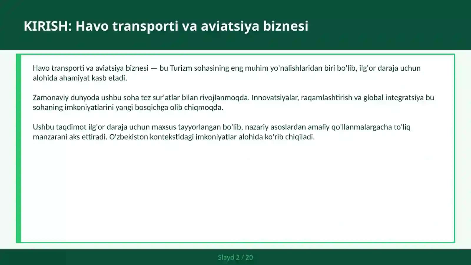 HAVO TRANSPORTI VA AVIATSIYA BIZNESI 2