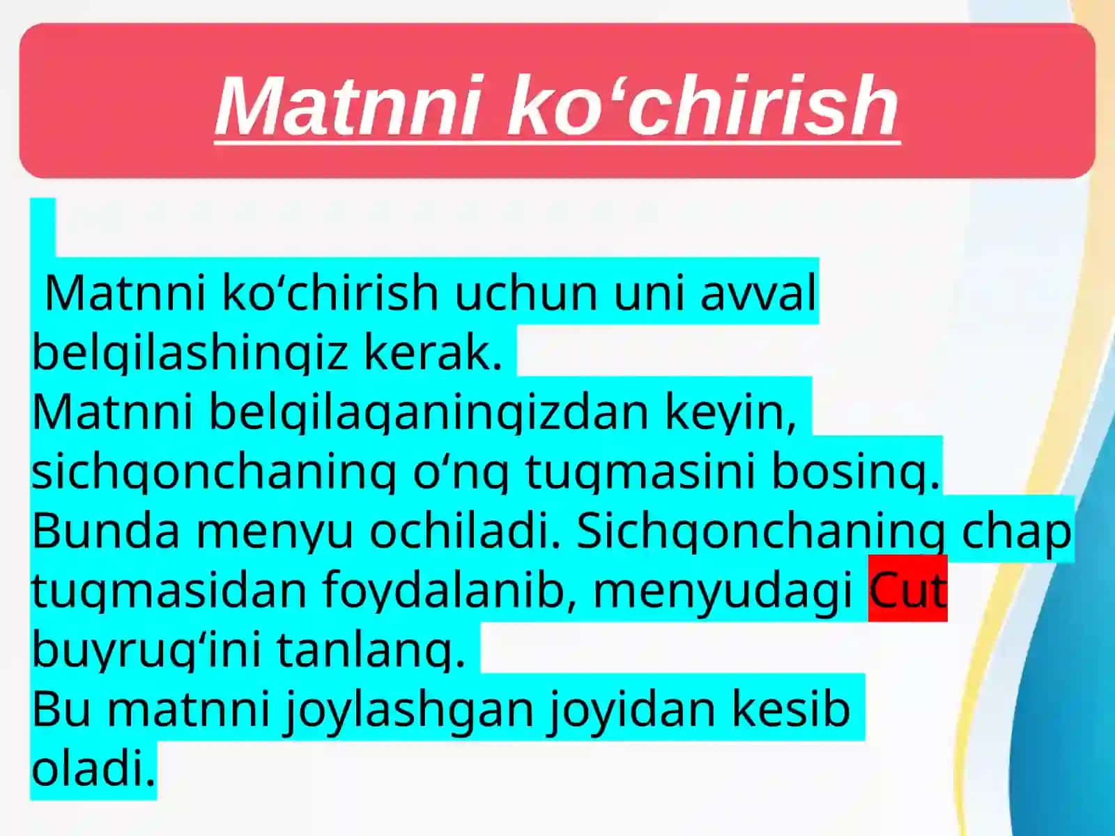 Matnni ko’chirish 2