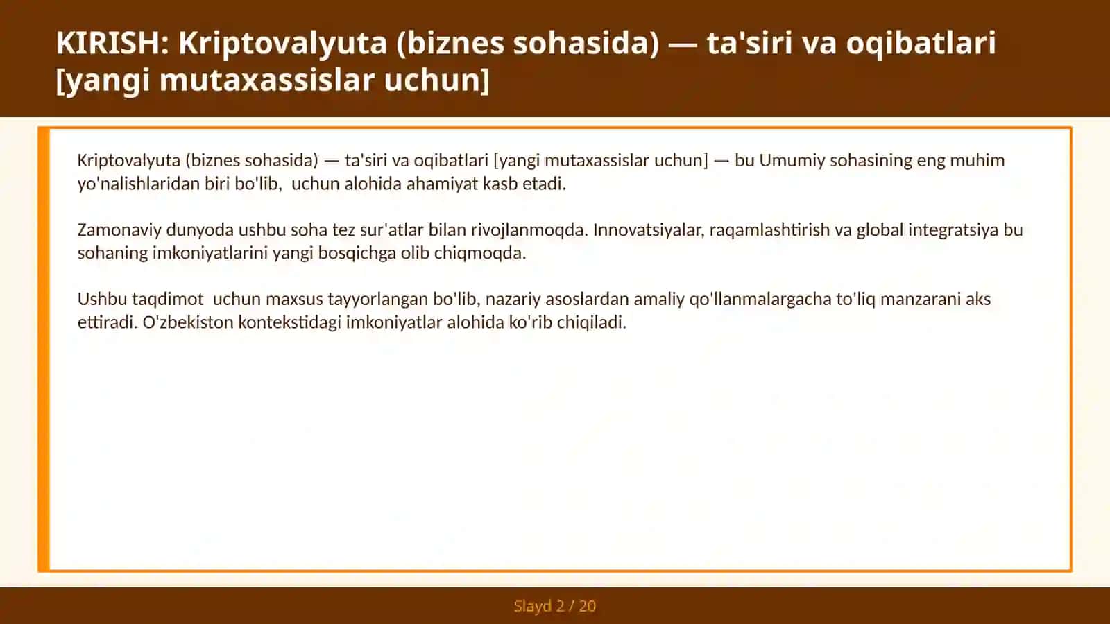 Kriptovalyuta (biznes sohasida) — ta'siri va oqibatlari [yangi mutaxassislar uchun] 2