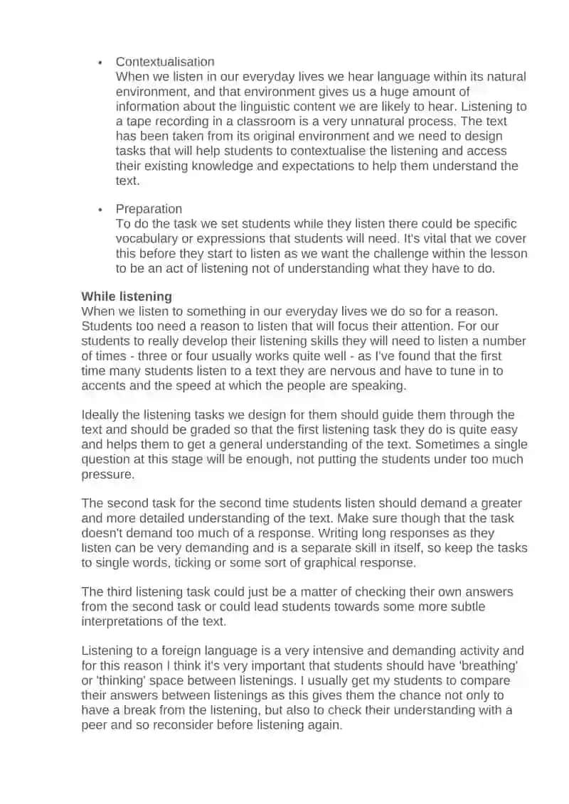 A framework for planning a listening skills lesson 2