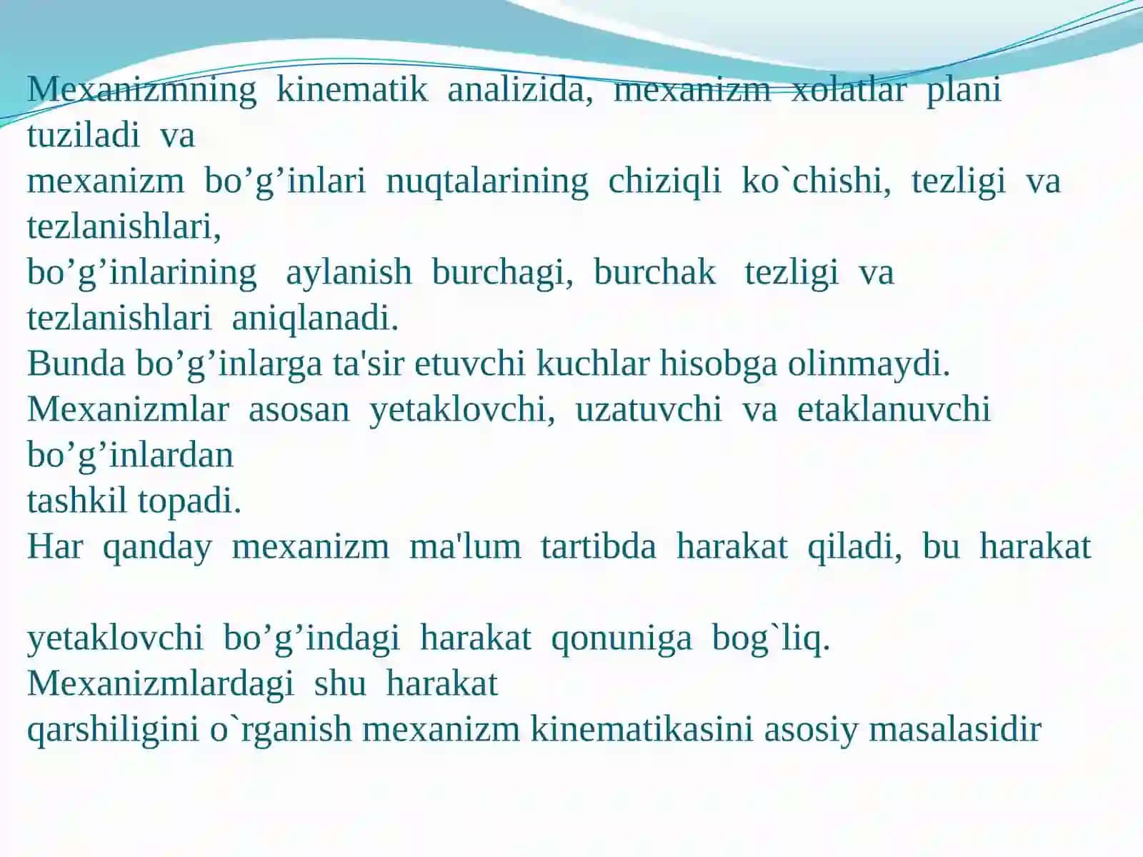 Polyarplanlar usulida mexanizmlar kinematikasini tekshirish 2