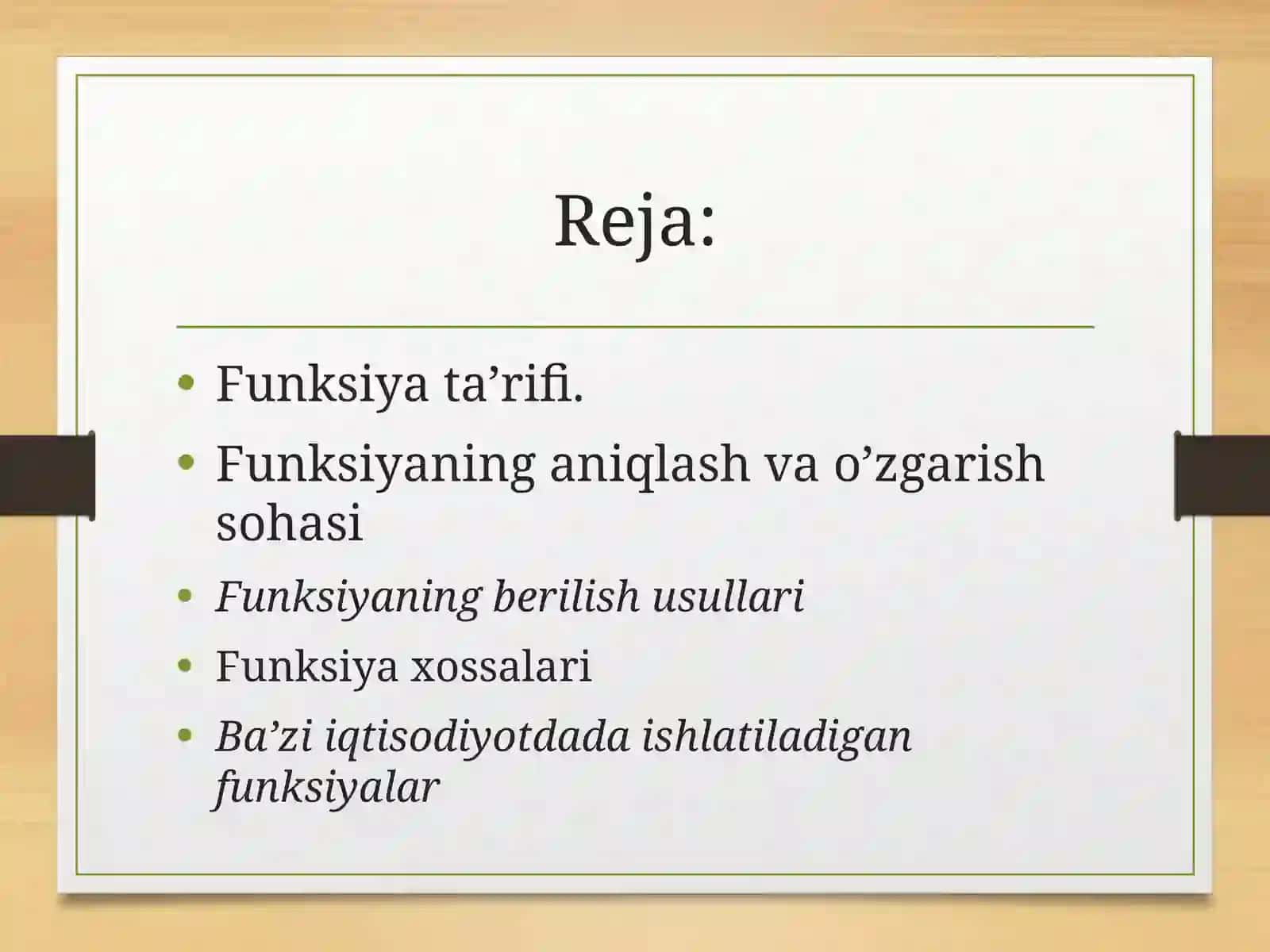 Funksiyaning uzilishi turlariga doir masalalar tahlil qilish 2