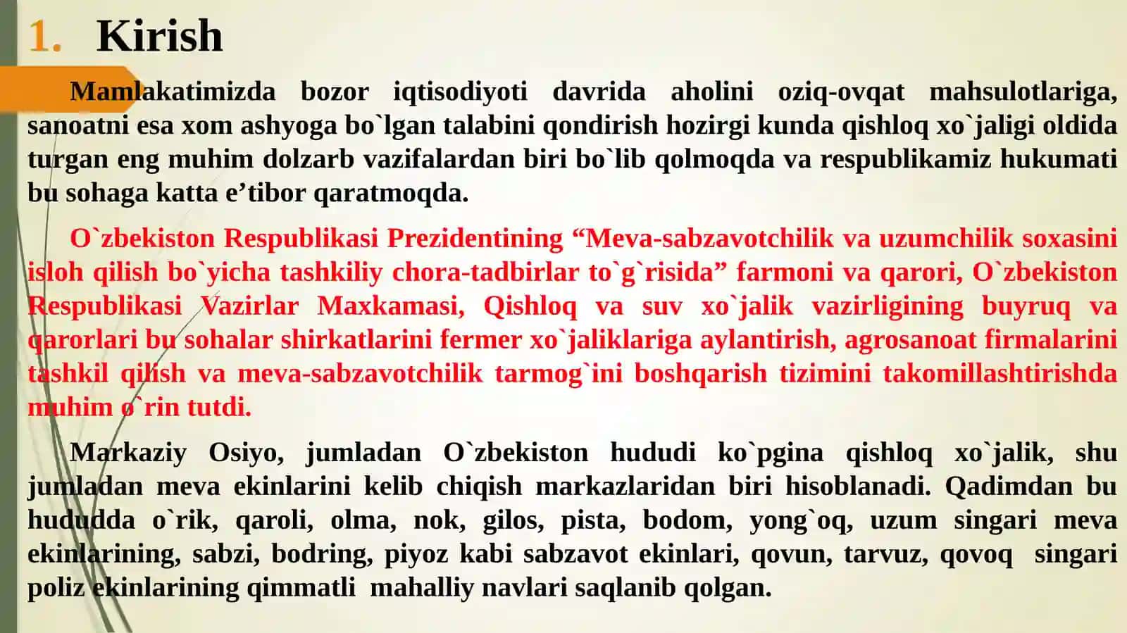 Kirish. Anorni kelib chiqishi, tarqalishi va rivojlanish tarixi 2