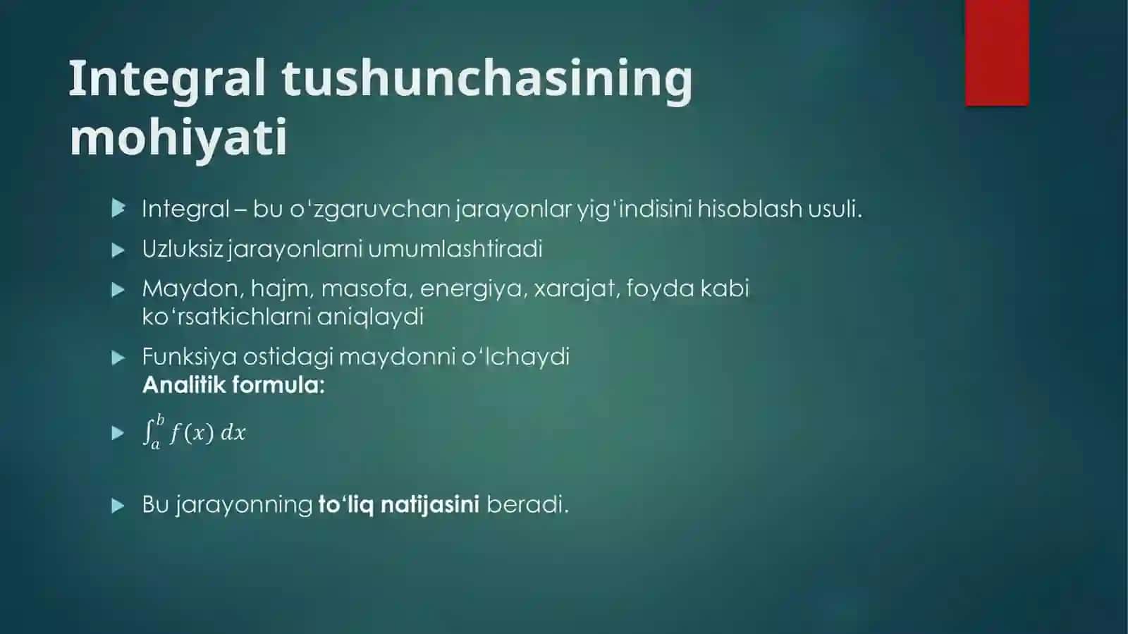 Integrallarning amaliy qo‘llanilishi 2