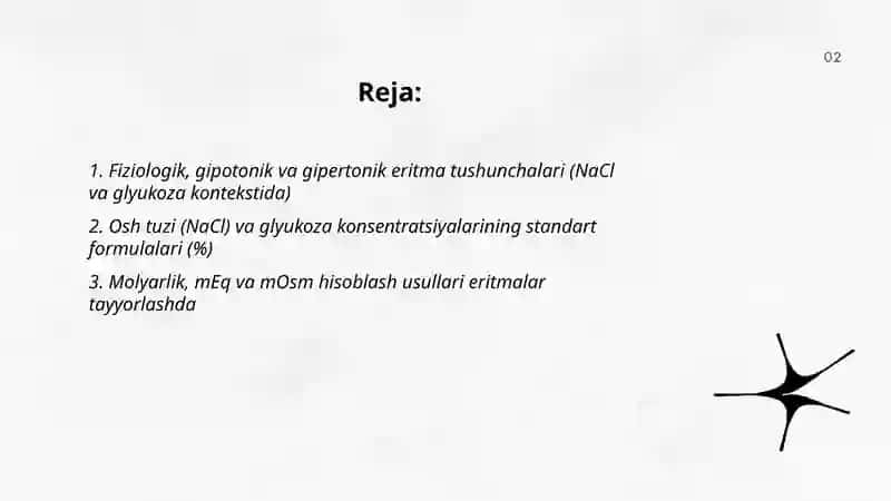 Osh tuzi va glyukozaning fiziologik,gipotonik, gipertonik eritmalarini tayyorlash 2