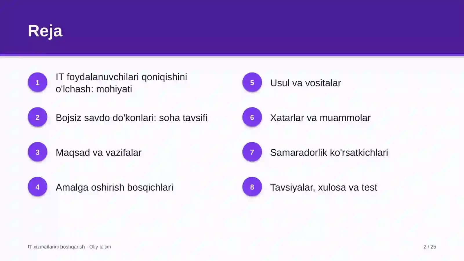 IT XIZMATLARINI BOSHQARISH · OLIY TA'LIM 2