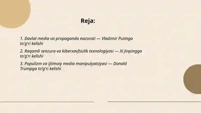5 ta siyosiy texnologiya 5 ta dunyo liderining qaysi biriga to'g'ri kelishi 2