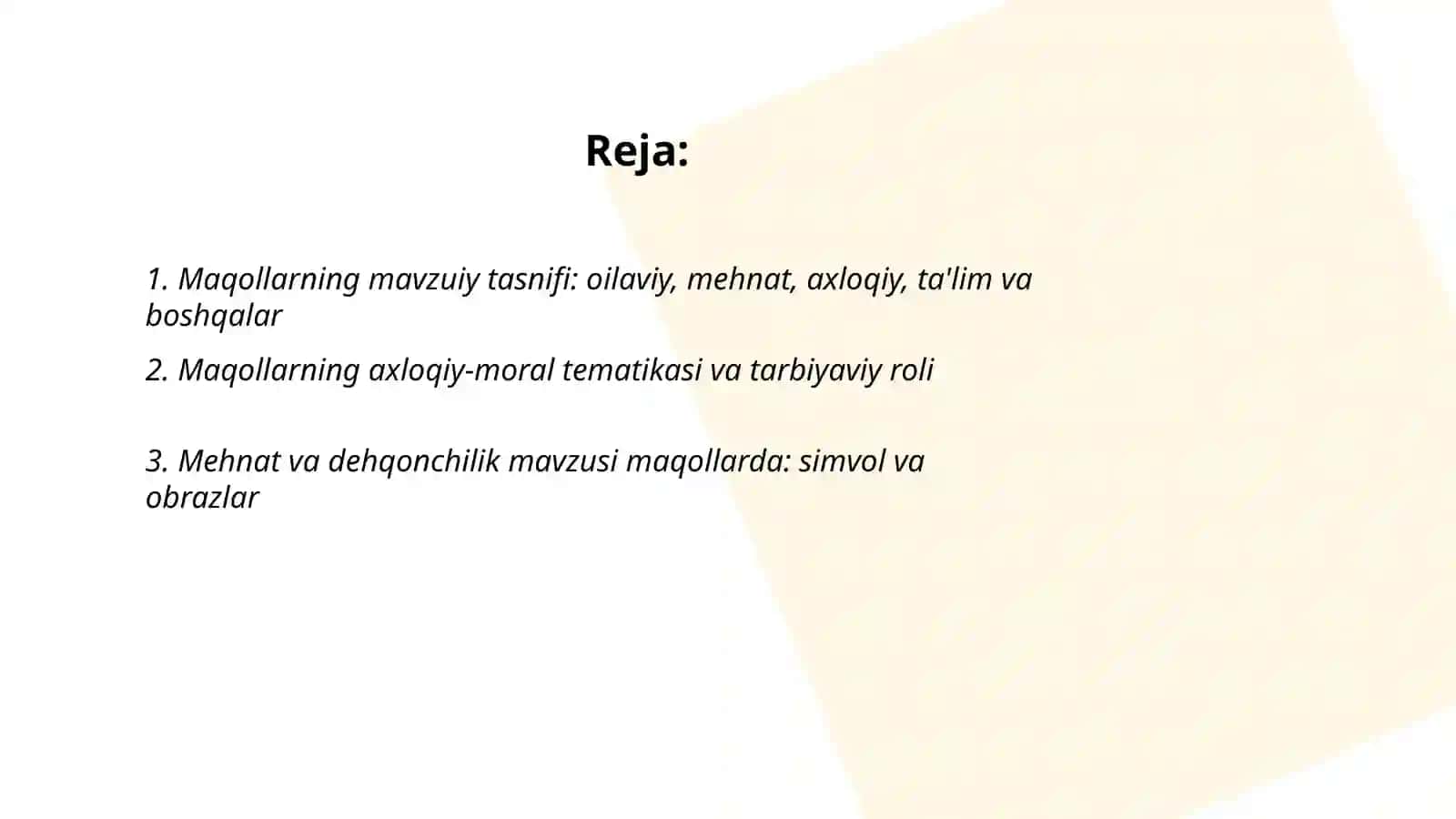 O'zbek xalq maqollari tematikasi va badiiy xususiyatlari 2