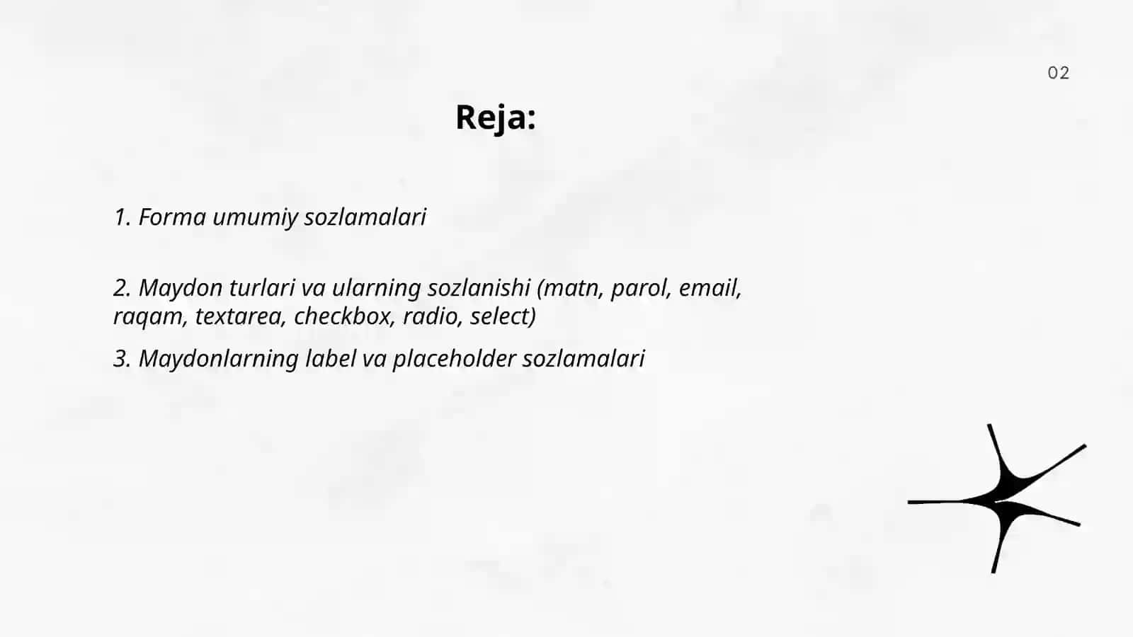 Forma va uning maydonlari sozlamalari 2