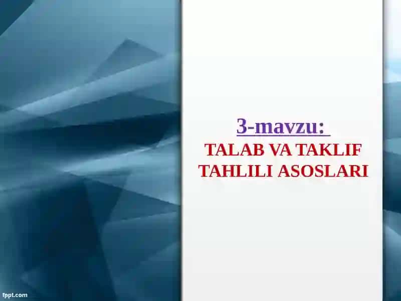Mikroiqtisodiyot fanidan taqdimot 2