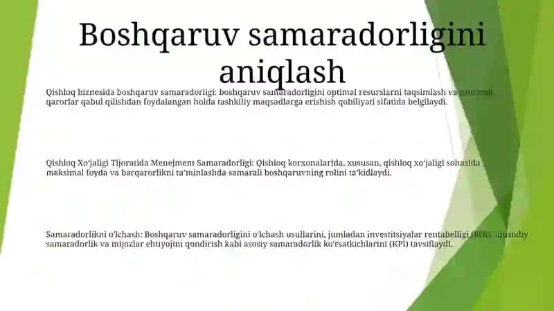 Qishloq Xo‘Jaligi Tijoratida Menejment Samaradorligi 2