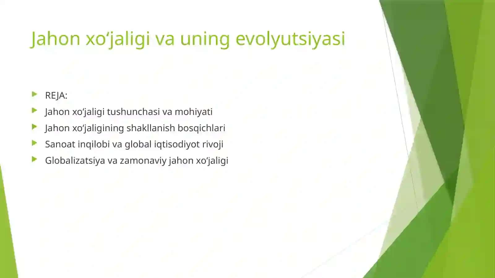 Jahon xoʻjaligi va uning evolyutsiyasi 2