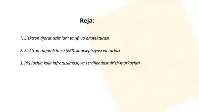 Elektron tijorat tizimlari va elektron raqamli imzo 2