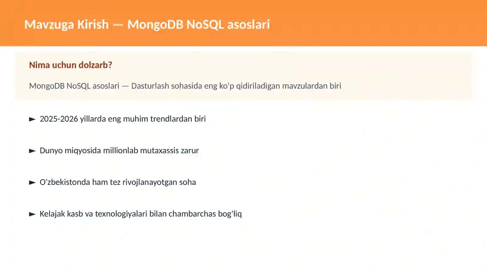MongoDB NoSQL asoslari 2