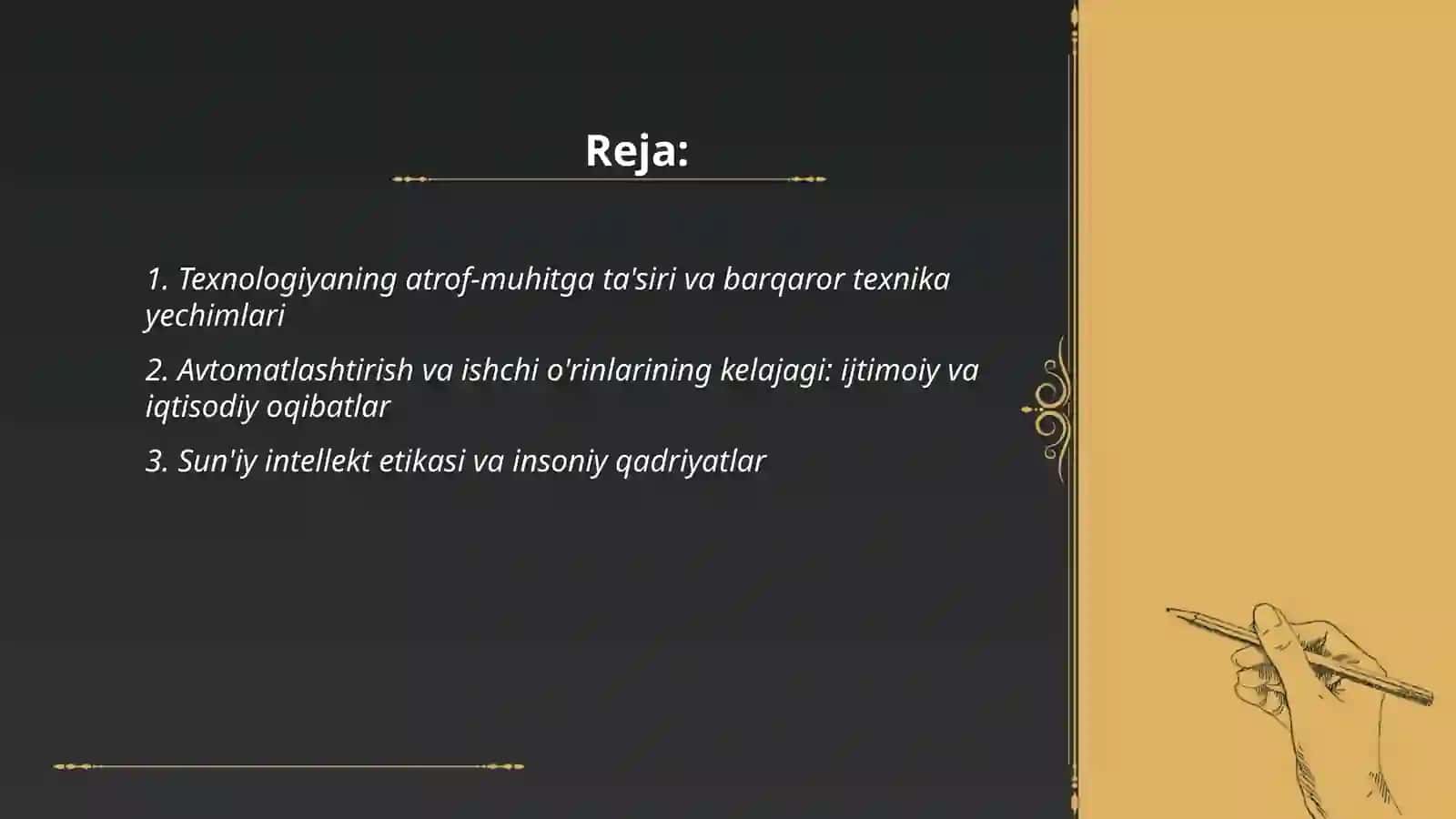 Texnika global muommolar doirasida va texnikani insoniylashtirish va texnik qadriyatlar 2