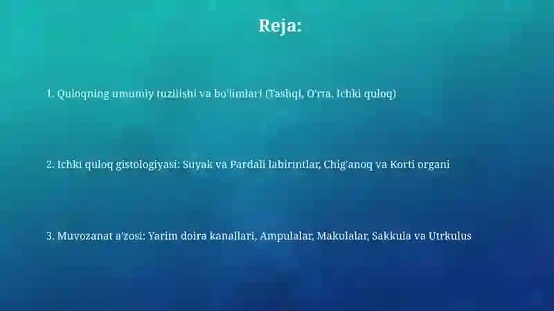 Sezgia’zolari.Quloqgistologiyasi 2