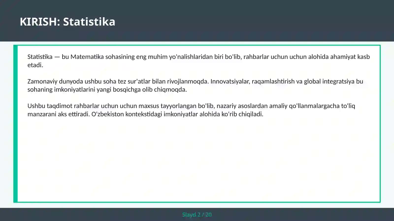 Statistika 2