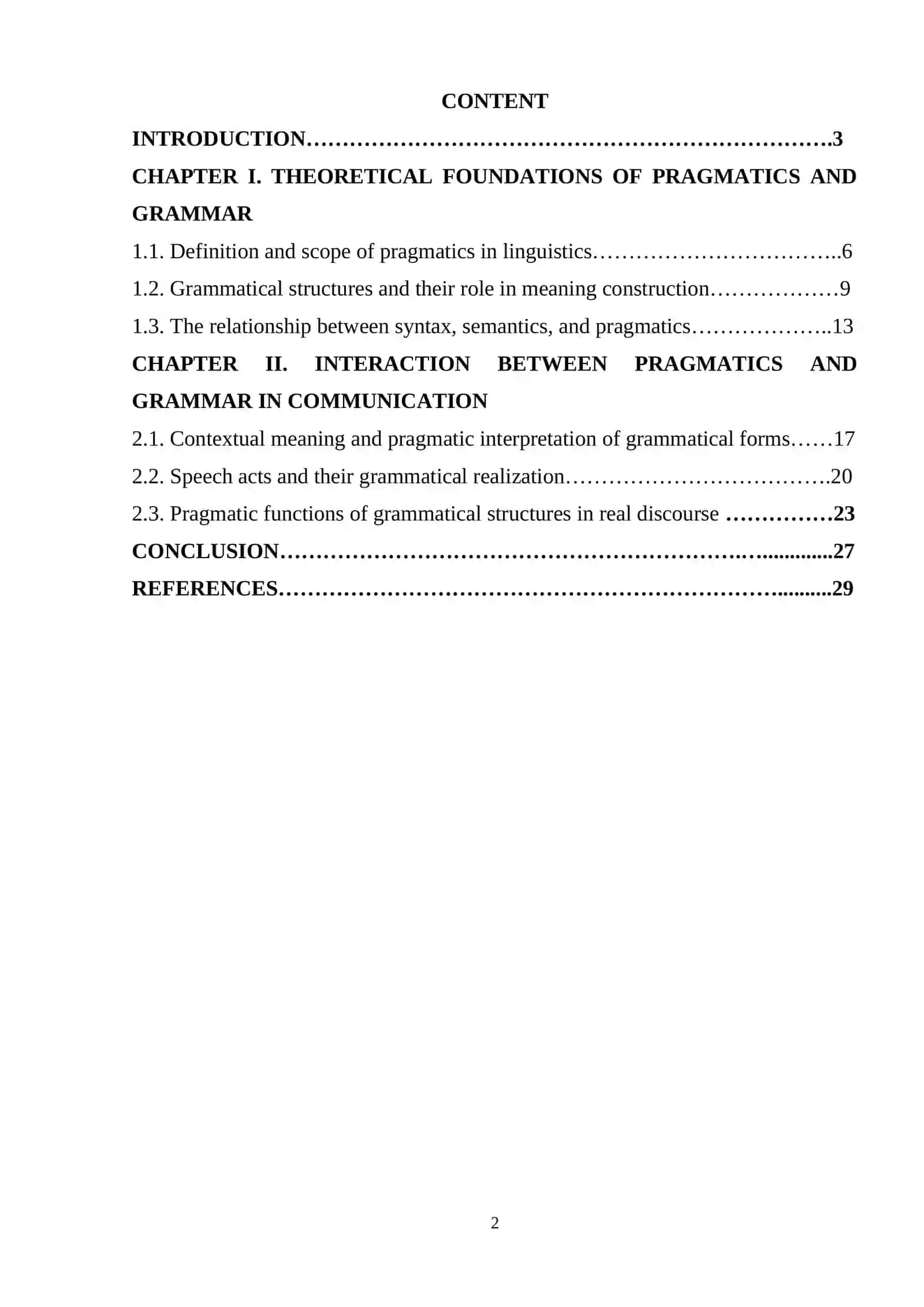 Pragmatics and Grammar Interface 2