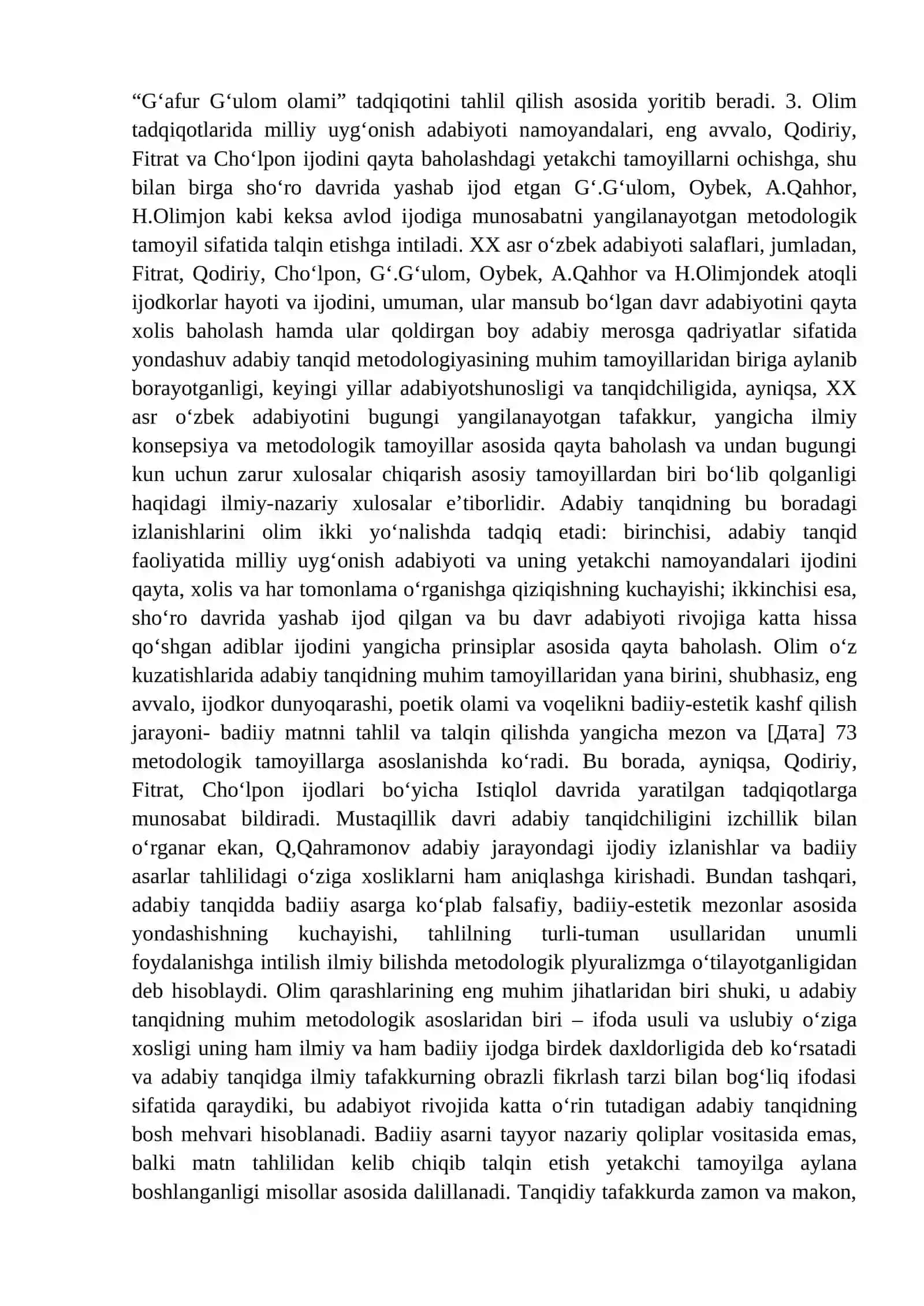 Mustaqillik davri tanqidchiligi va adabiy jarayonining yetakchi tamoyillari 2