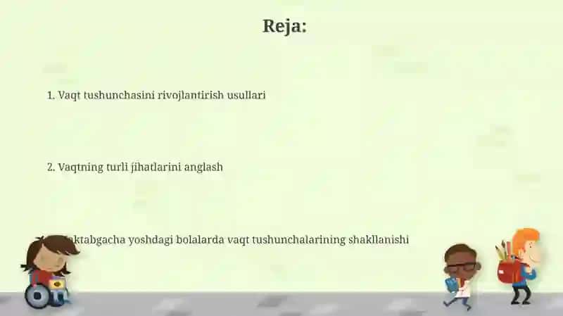 Vaqt haqidagi tasavvurlarni shakllantirish 2