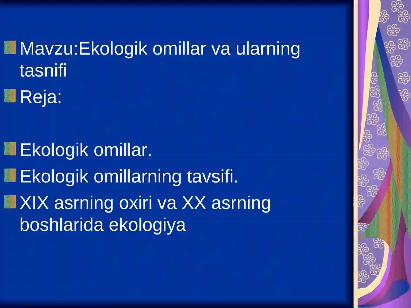 Ekologik omillar va ularning tasnifi 2