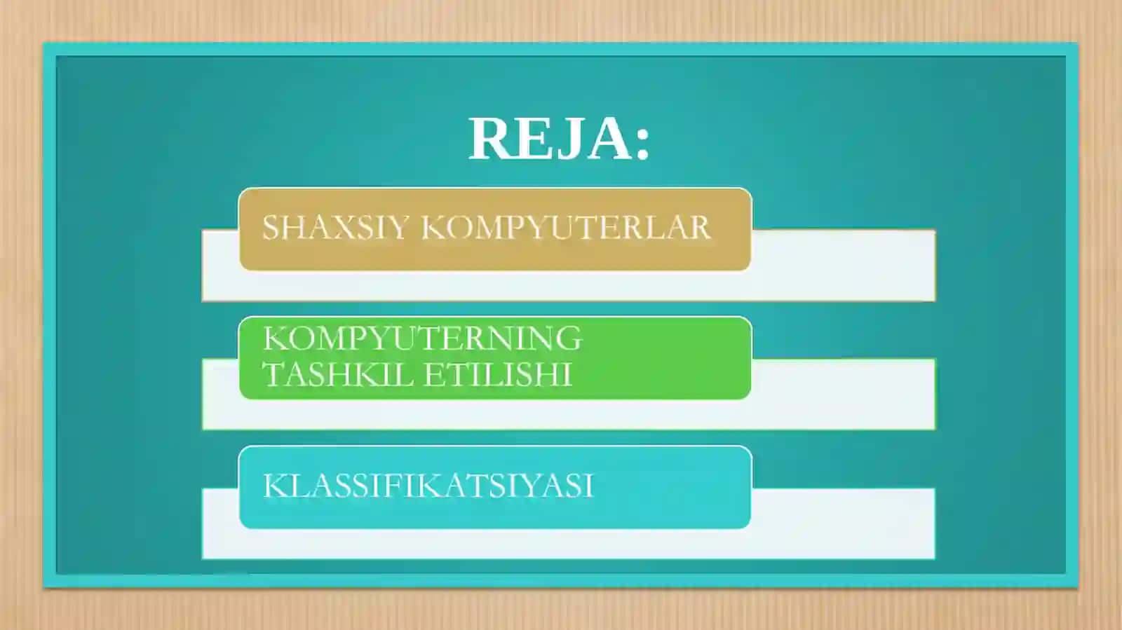 KOMPYUTERNI TASHKIL ETISH VA KLASSIFIKATSIYASI 2
