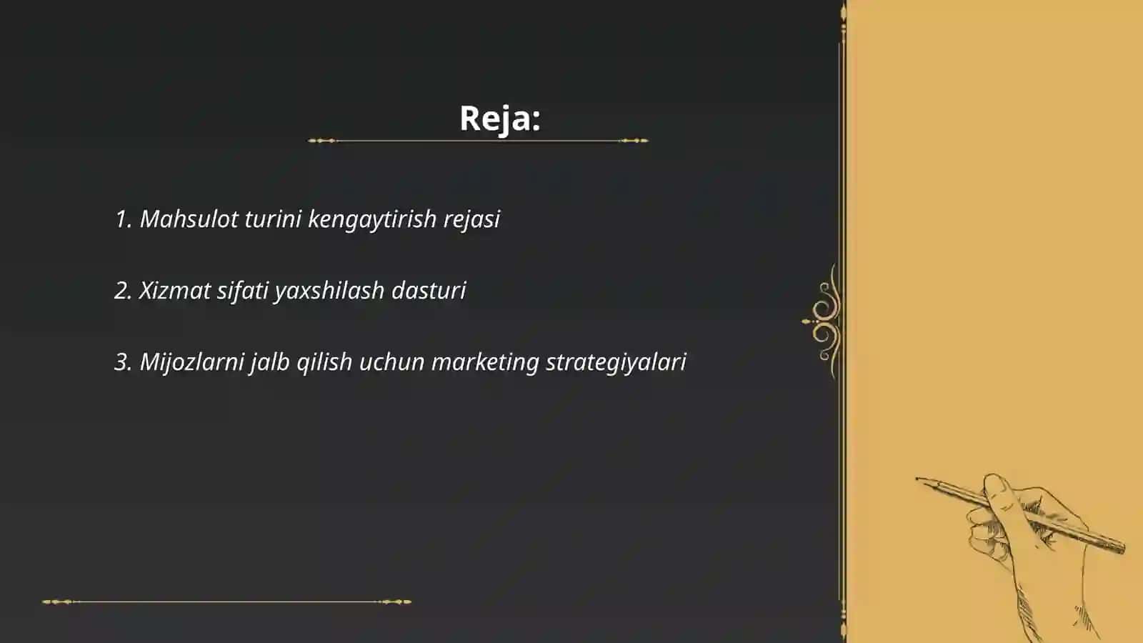 Mahsulot turini kengaytirish rejasi 2
