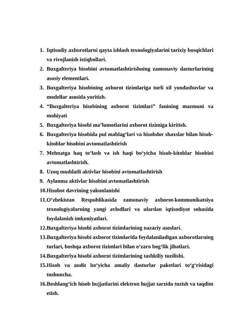 Buxgalteriya hisobining axborot tizimlari 2