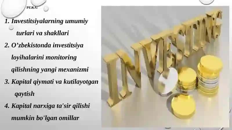 INVESTISIYALAR VA KAPITAL QIYMATI 2