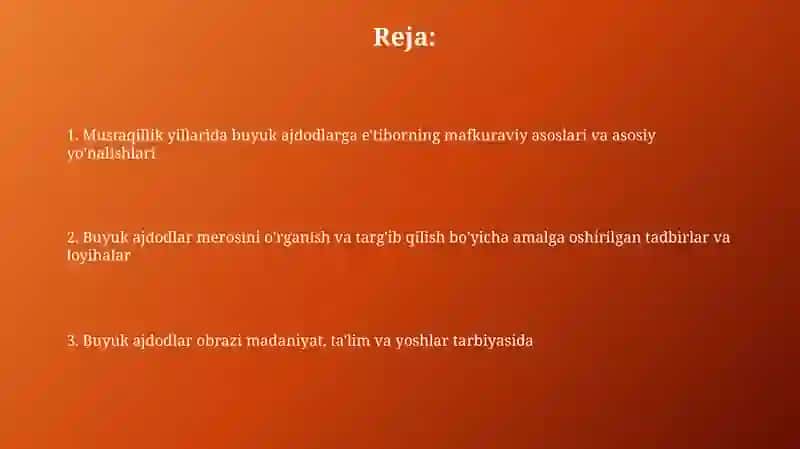 Mustaqillik yillarida buyuk ajdodlar va tarxy shaxslarga bulgan e'tibor 2