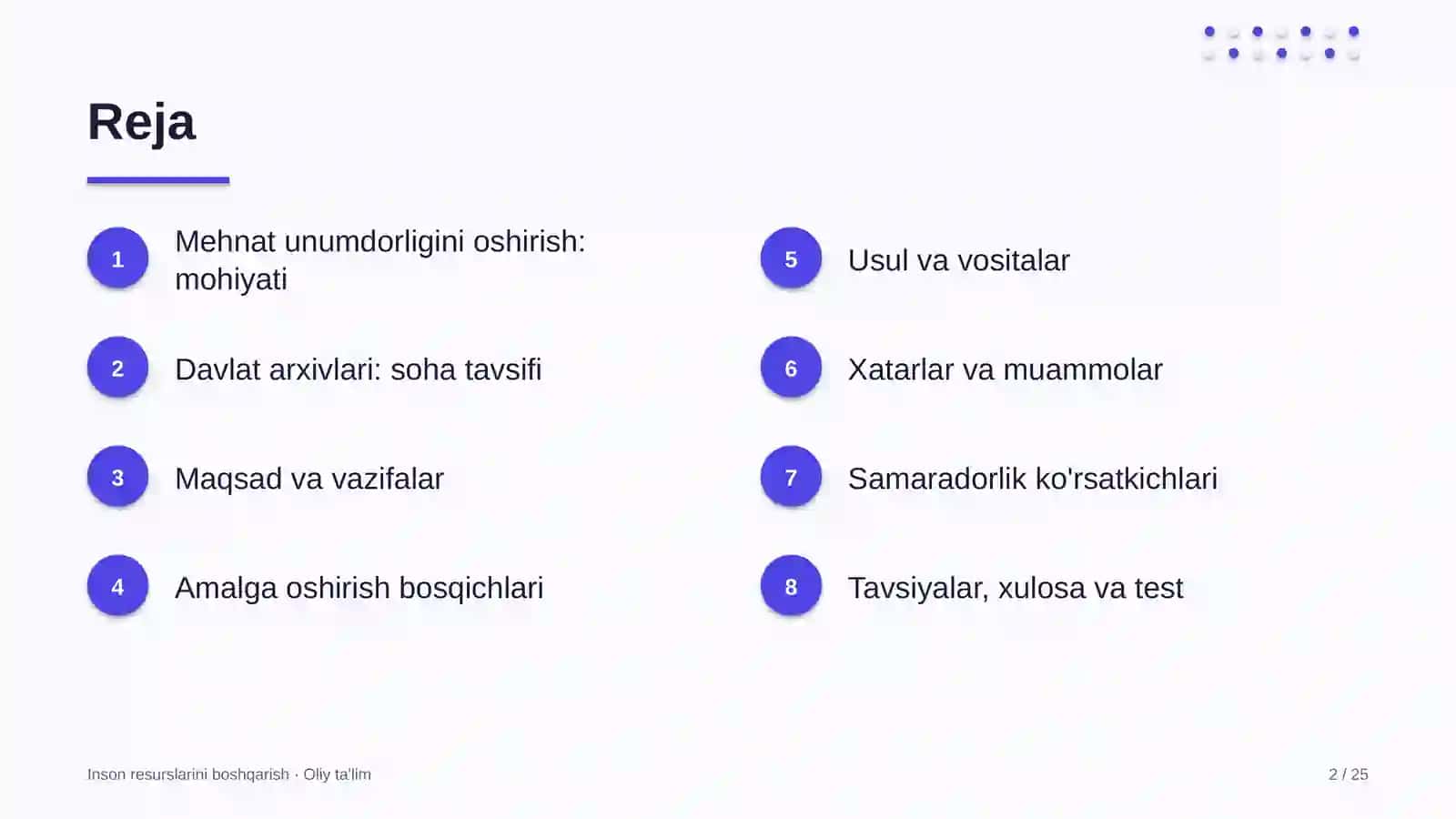 Inson Resurslarini Boshqarish · Oliy Ta'lim 2