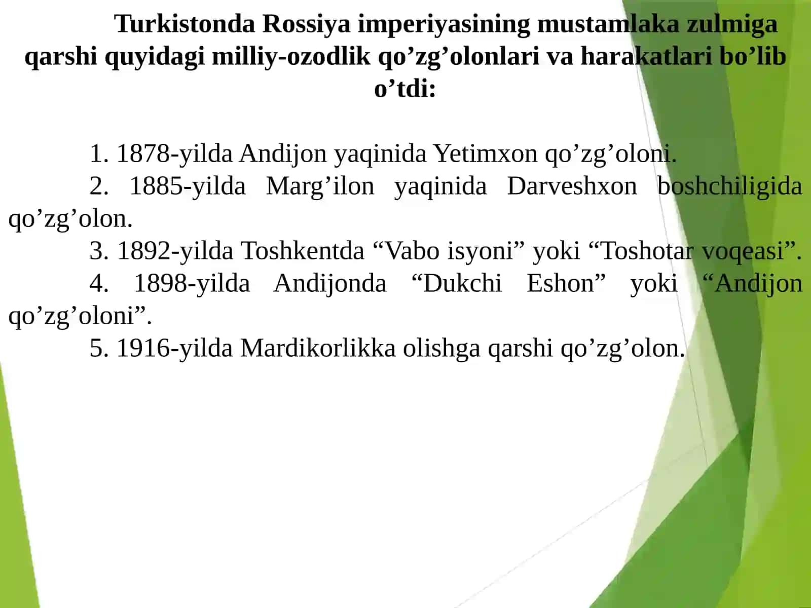 TURKISTON O`LKASIDA XALQ OZODLIK XARAKATLARI 2
