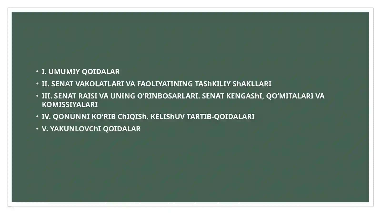 O‘ZBEKISTON RESPUBLIKASI OLIY MAJLISINING SENATI TO‘G‘RISIDA 2