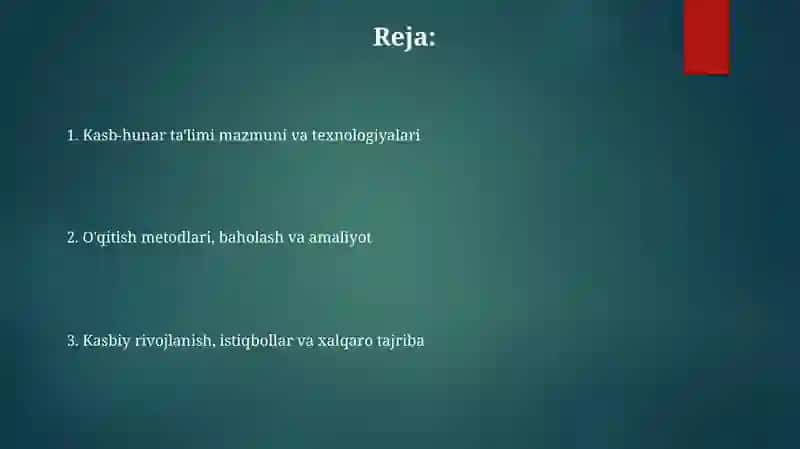Kasb-hunar ta'limi mazmuni va texnologiyalari 2