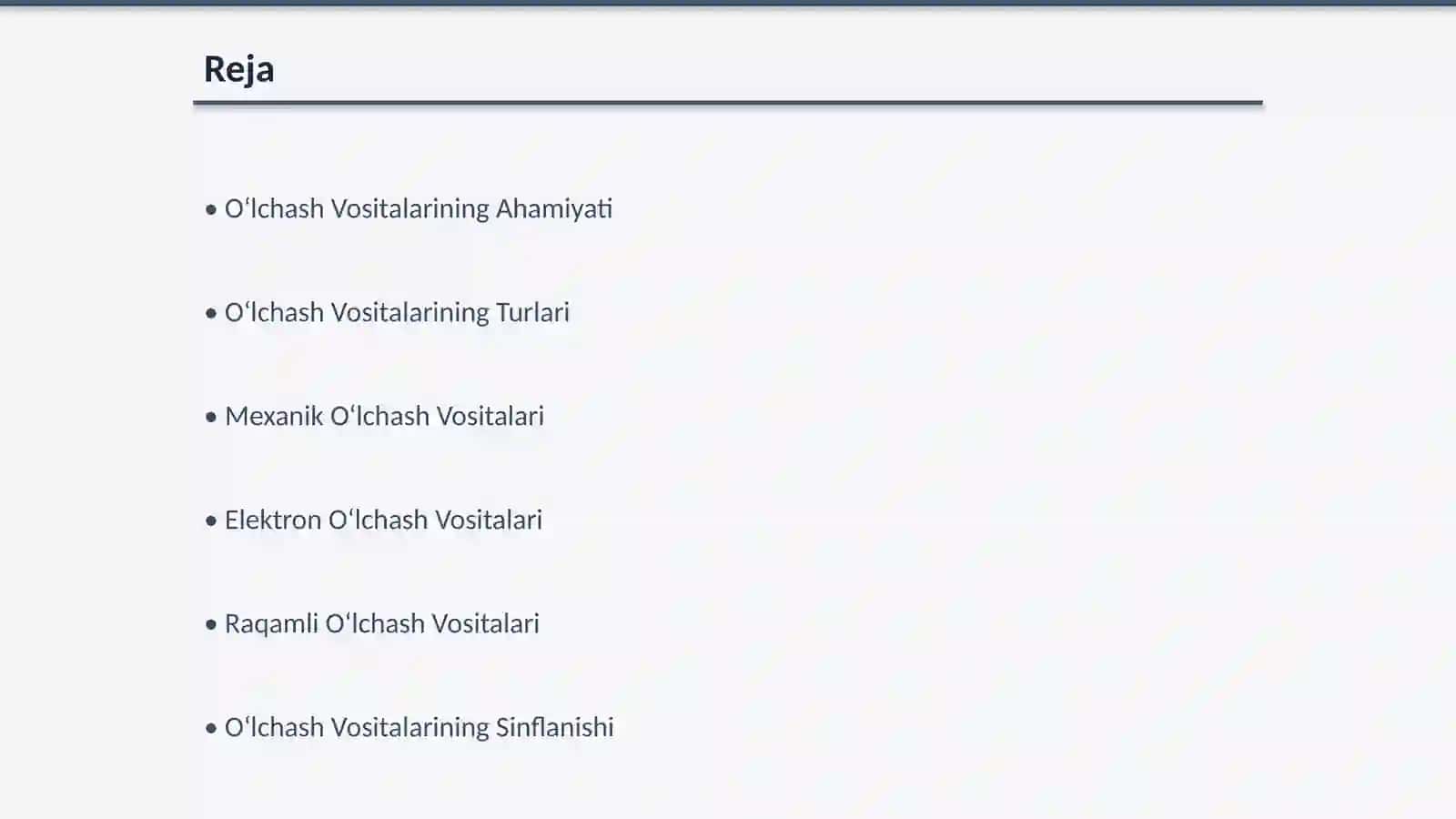 O‘lchash Vositalarining Turlari va Sinflanishi 2