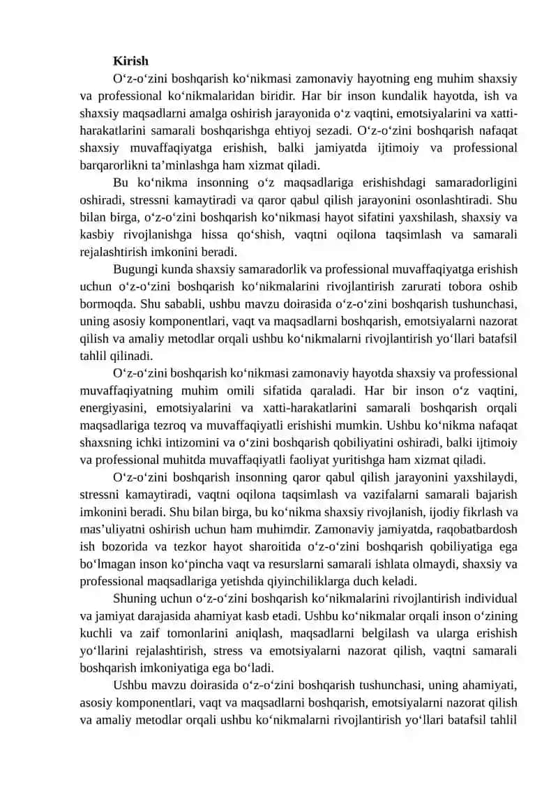 O'z-o'zini boshqarish ko'nikmasi 2