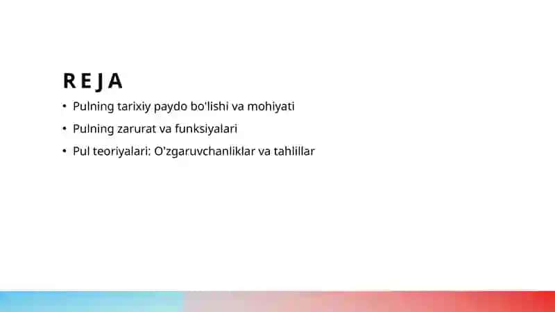 Pulning paydo bo'lishi,zarurligi va funksiyalari 2